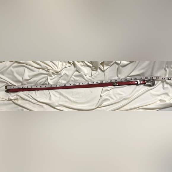 Vintage Red Snakeskin style leather belt hand made in Texas by Circle of Yoakum - Picture 11 of 12